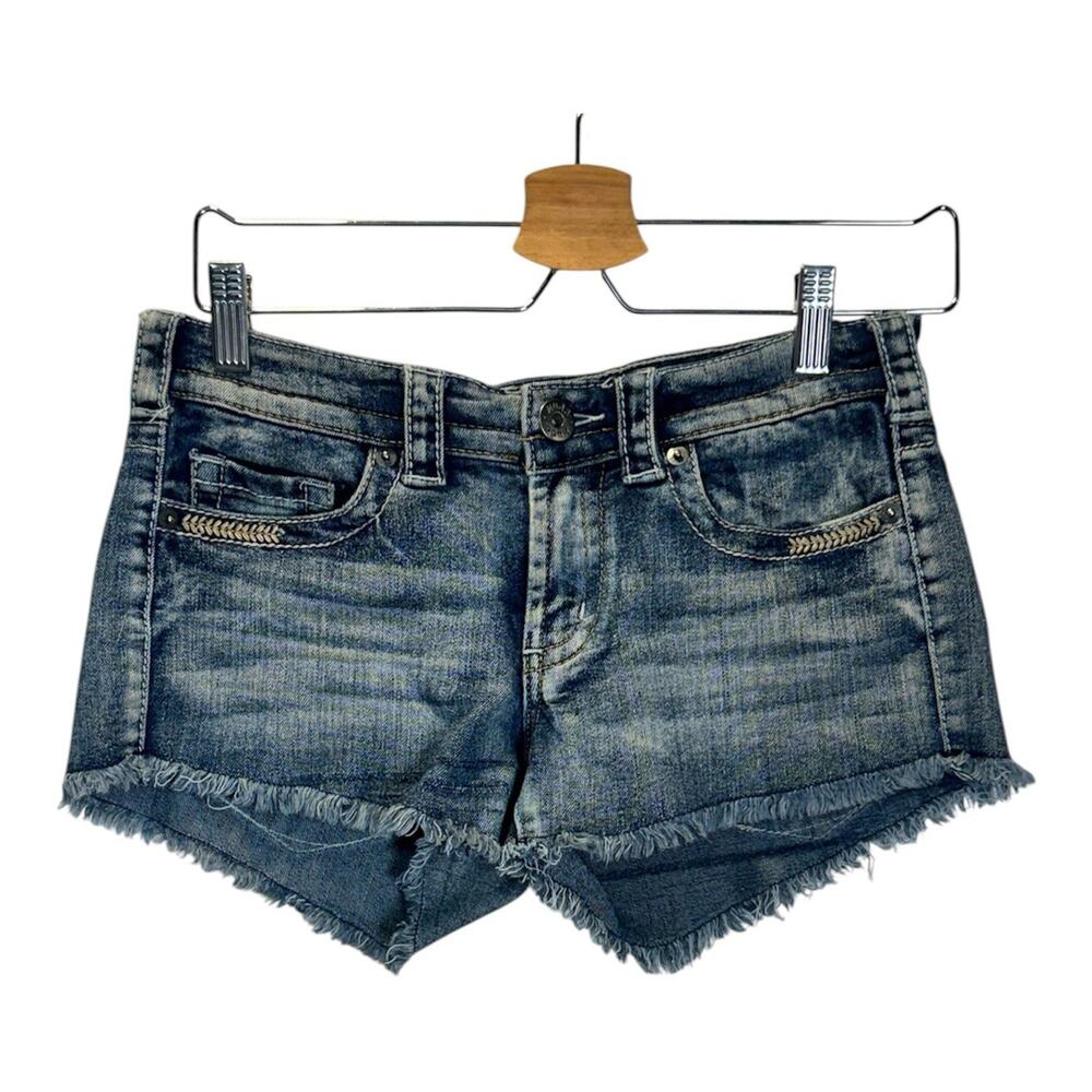 Y2K Mudd Vintage Cutoff Denim Shorts Low Rise Frayed Grunge Indie Sleaze Size 5